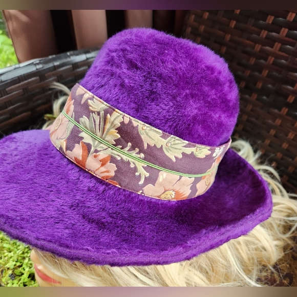 60s LORD & TAYLOR Purple Mohair Soft Luxury MISS ALICE Hollywood Movie Star Hat - Picture 8 of 16